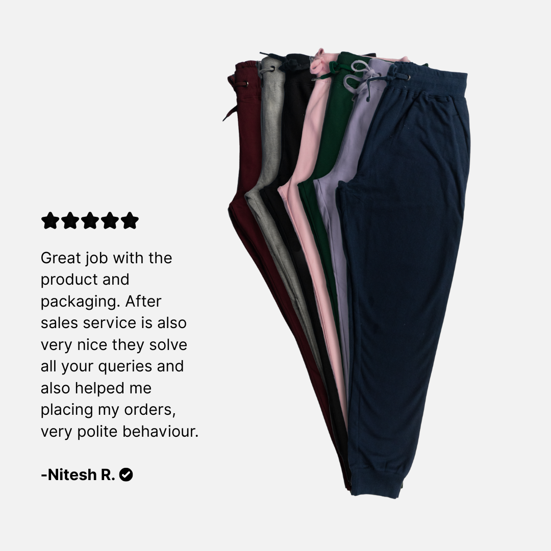 100% Cotton Solid Unisex Joggers - 260 GSM